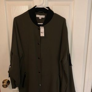 Brand new long button up olive green thin sweater.